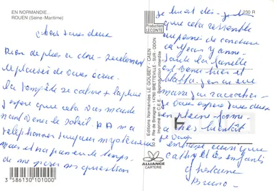 Rouen — Catedral, relógio e Centro Pompidou — Éditions LECONTE — Verso