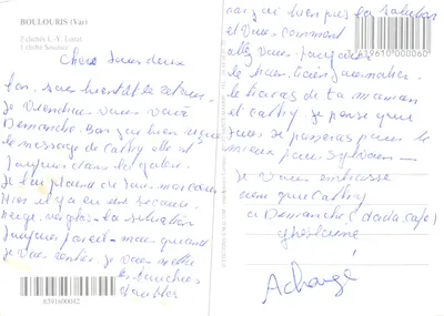 Bouloüris — vista aérea, praia, porto e flores — Éditions S.M.D. CIM — Verso