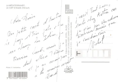 Las playas del Cap d'Agde — vista panorámica y escenas de baño — Éditions LECONTE — Reverso