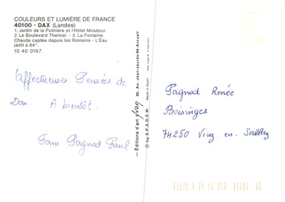 Dax — Jardin de la Potinière, Hôtel Miradour, Fontaine romaine — Verso