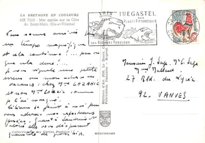 Mer agitée sur la Côte de Saint-Malo — ses Plages Pittoresques — Éditions d'Art JOS, Le Doaré, Charente — Verso