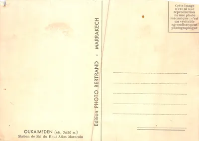 Oukaimeden — Station de Ski du Haut Atlas Marocain — Édition Photo Bertrand — Verso