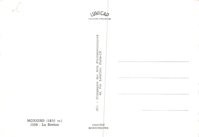 Moriond — ski-station — uitgever LUMICAD — Achterkant