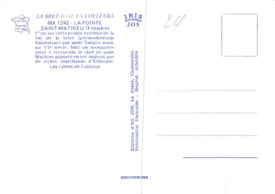 Abbaye de la Pointe Saint-Mathieu — ruines gothiques et phare — Éditions d'Art JOS — Verso