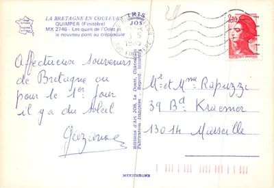 Quimper — widok brzegów Odetu w zachodzie słońca — wydawnictwo Art JOS — Rewers