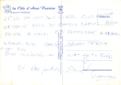 Seins — vue de Tropez — Éditions Azur Riviera — Verso
