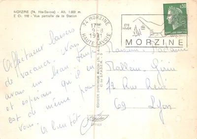 Morzine — widok częściowy Stacji — wydawca Combier — Rewers