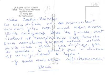 Piriac — port de pêche avec phare — éditeur LA BRETAGNE EN COULEUR, n° 4.6106 — Verso