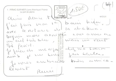 Piriac-sur-Mer — Le port de pêche avec église et bateaux — Éditions Miegeville — Verso