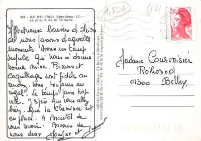 Portal i wieża okrągła Prieuré de la Perroche — Wyspa Oléron — wydawca ARTAUD Frères, Nantes, nr 268 — Rewers