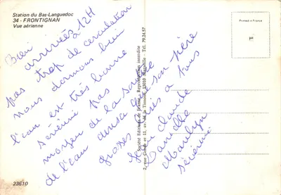 Frontignan — vue aérienne — Éditions de France — Verso