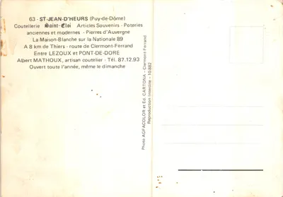 Fabryka noży Saint Eloi — Ceramika — Wydawca Ed. CARTONA — Rewers