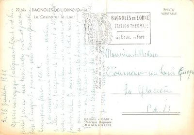 Bagnolles-de-l'Orne — Le Casino et le Lac — Éditions Gaby — Verso