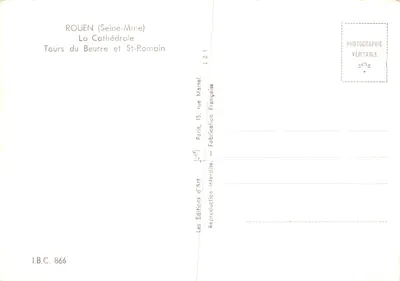 Rouen — Katedra, wieże Beurre i Saint-Romain — Éditions du Beurre, Paryż — Rewers