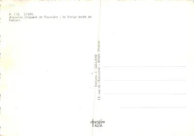 Lyon — Stara kaplica Fourvière z złotą Matką Bożą — Éditions J. Cellard — Rewers