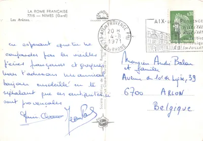 Les Arènes — anfiteatro antigo em Nîmes — Société d'Éditions de France, Marseille — Verso