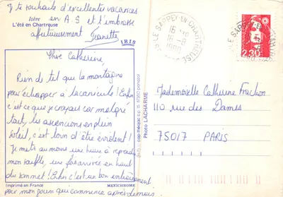 Montagnes de la Chartreuse — vue panoramique avec thurifères en premier plan — éditeur IRIS — Verso