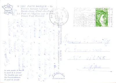 Pays Basque — Scènes typiques : ferme, pont, église — Éditeur Élécécolor, n° 3102 — पीछे