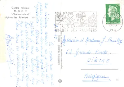 Maison Châteaubriand — Centre médical à Hyères les Palmiers — éditeur Impérimé en Italie — Verso