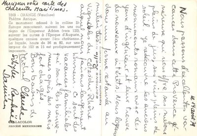 Orange - Théâtre Antique — éditeur Rella, n° 3368 — Verso