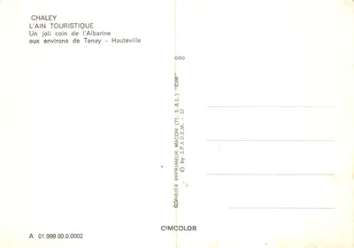 Chaley — piękny zakątek Albarine w okolicach Tenay - Hauteville — wydawca COMBIBIER IMPRIMEUR-MACON (71) S.&L. - 37 — Rewers