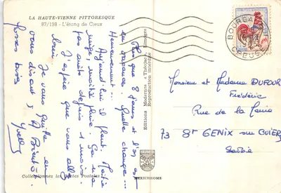 L'étang de Cieux — vue pittoresque — Éditions Mexichrome, n° 87/198 — Verso