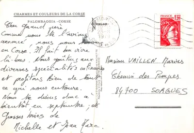 A Cigogne — vista de praia enquadrada por um pinheiro — editor LA CIGOGNE — Verso