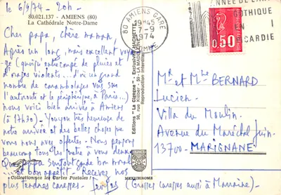 Amiens — Katedra Notre-Dame — Wydawnictwo 'La Cigogne' n°80.021.137 — Rewers