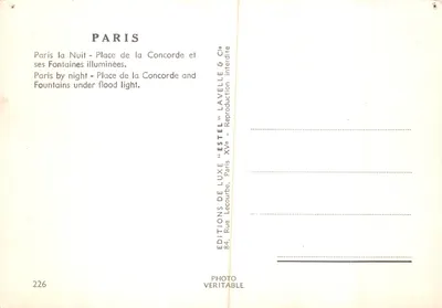 Place de la Concorde — Fontaine de la Concorde illuminée — Estel — Verso