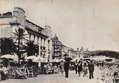 Nice - La Promenade des Anglais — vue de la terrasse du Casino avec palmiers et terrasses ombragées, éditeur F. P. Fournier, n° 312