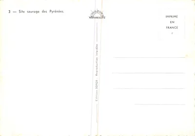 Site sauvage des Pyrénées — paysage de falaises rocheuses — Éditions SOFER — Verso