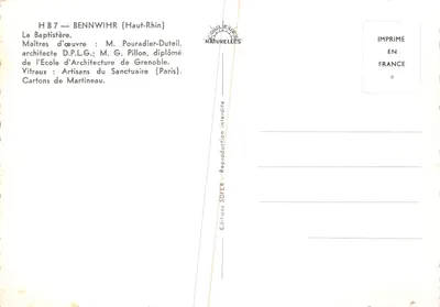 Baptistère de Bennwihr — éditeur Éditions Clouleu Naturelles — Verso