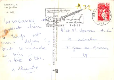 Sanary — Les Jardins — Edition Y.P.A. - St-André-de-Roquelongue — Verso
