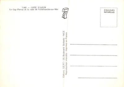 Cap Ferrat et la rade de Villefranche-sur-Mer — vue aérienne — Éditions SEPT, NICE — Verso