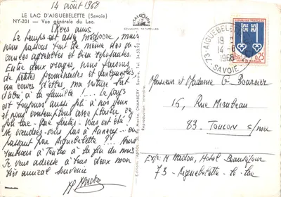 Jezioro Aiguebelette — Ogólny widok jeziora — Éditions Jansol — Rewers