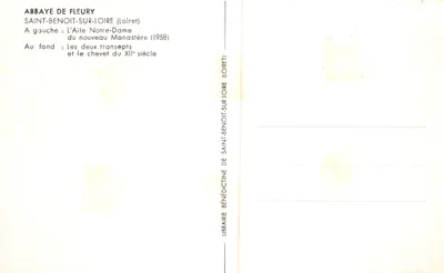 Abbaye de Fleury — Saint-Benoît-sur-Loire — éditeur : Librairie Bénédictine — Verso