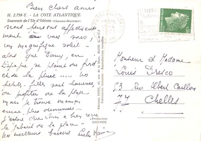 Île-d'Oléron — widok panoramiczny z fotografiami miejsc (Port de la Cotinière, St Pierre, Le viaduc, Le phare de Chassiron, La Brée, St Trojan) — Wydawnictwo BLOIS — Rewers