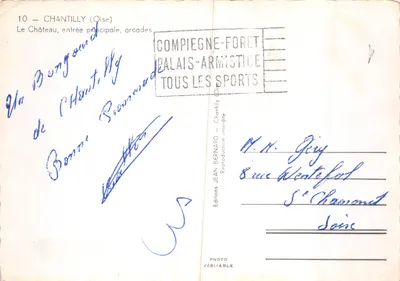 Chantilly (Oise) — Zamek, wejście główne, arkady — Wydawnictwo Jean Bernard — Rewers