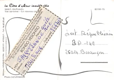 Saint-Raphaël — widok z lotu ptaka portu i wybrzeża — Éditions AZUR-RIVIERA — Rewers