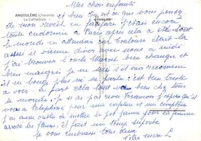 Angoulême — La Cathédrale — Éditeur LA CIGOGNE — Verso
