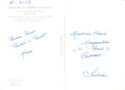 Bonifacio — verticale kliffen en « Grain de sable » — Éditions d'art Yvon — Achterkant