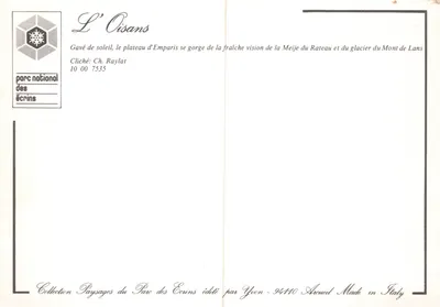 L'Oisans — widok panoramiczny Parku Narodowego Écrins — wydawca Yvon, nr 10 00 7535 — Rewers