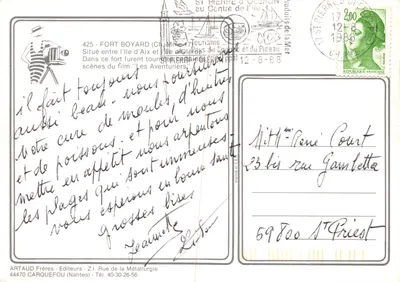 Fort Boyard — forte na morzu — wydawca ARTAUD Frères - Z.I. Rue de la Métallurgie — Rewers