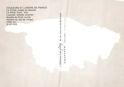 Le Niolo, Pont 'Altu — L'ancien chemin muletier menant au col de Vergio (1464 m.) — Éditions d'art Yvon — Verso
