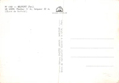 Il Leone di Belfort — Monumento ai Difensori di Belfort 1870-71 — editore Janin — Verso