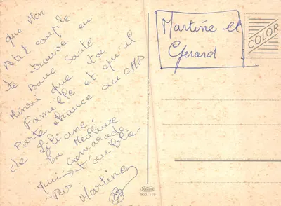 Deux poupées devant une boîte aux lettres décorée — éditeur Krüger, n° 900/119 — Verso