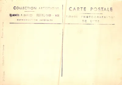 Widok kaplicy św. Anny — widok ramowany łukiem i sosnami — wydawca F. Baruzzi, Ostialo, Nice — Rewers