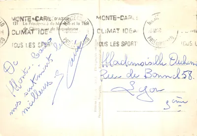Monte-Carlo — vista de Mônaco e a Cabeça de Roquebrune — Éditions Rella — Verso