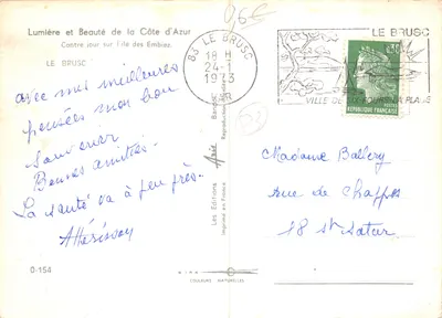 Port de Le Brusc — vue au crépuscule avec bateau 'AQUARELLE' — Les Éditions Bira — Verso