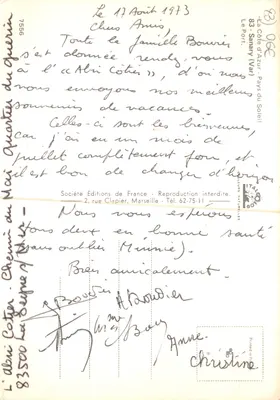 Sanary — porto com barcos e igreja — Sociedade Éditions de France — Verso